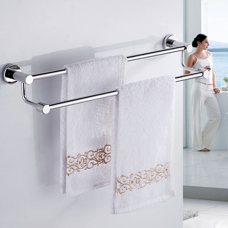 Towel Rack 304 Stainless Steel Towel Rack Bathroom Hanging Rod Toilet Towel Bar Double Rod Storage Rack No Drilling Required Towel Rack 304 Stainless Steel Towel Rack Bathroom Hanging Rod Toilet Towel Bar Double Rod Storage Rack No Drilling Required