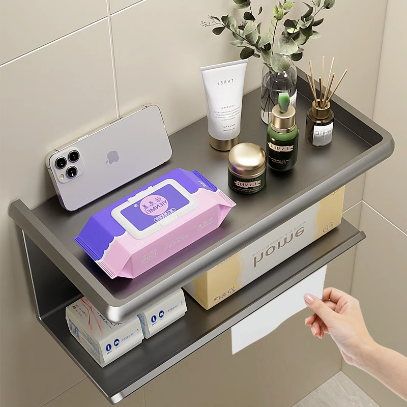 Toilet paper towel rack toilet paper toilet paper box toilet paper holder free of punch mobile phone paper towel rack toilet paper towel box-Taobao