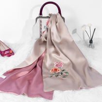 Chengdu handmade embroidery embroidered silk scarves with silk clothed shoulder Shu embroidered silk scarf holiday gift for mother small gift