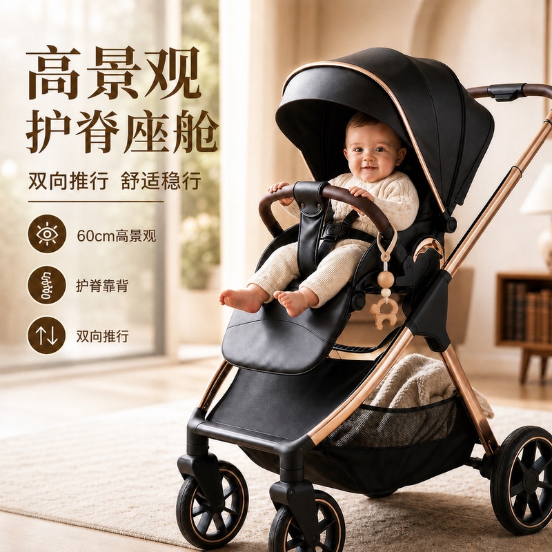 German Quality High-View Two-Way Baby Stroller, Can Sit and Lie Down, Lightweight Foldable Four-Wheel Shock-Absorbing Stroller for Taking Children Out German Quality High-View Two-Way Baby Stroller, Can Sit and Lie Down, Lightweight Foldable Four-Wheel Shock-Absorbing Stroller for Taking Children Out