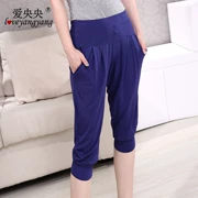 Quần legging tình yêu Yang Yang mới của phụ nữ thoáng khí thoáng khí cotton đáy quần quần yoga quần bó sát - Quần tây thường