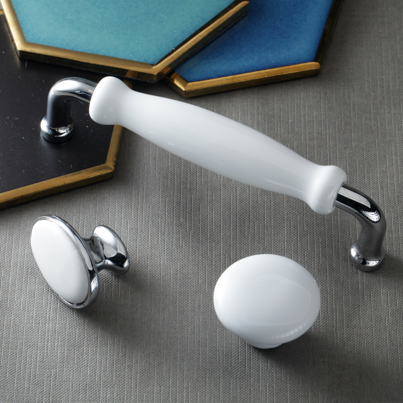 Dream House AG00PC Wire Drawing Steel 128 Long Pull Oval Simple O Ceramic Cabinet Door Drawer Clothing Overall Cabinet Handle