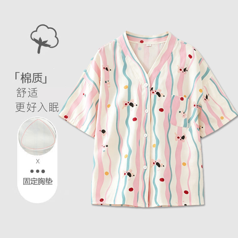 Summer Pajamas for Women, Single Top with Chest Pads, Home Wear, High-End, Thin, Casual Striped, Can Be Worn Outside as an Outerwear Summer Pajamas for Women, Single Top with Chest Pads, Home Wear, High-End, Thin, Casual Striped, Can Be Worn Outside as an Outerwear
