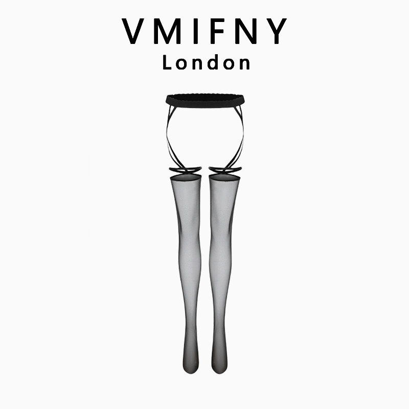 British Vmifny Sexy One-Piece Leg Ring Stockings Black Stockings Over-The-Knee Long Stockings Cross-Tied Garter Stockings for Women