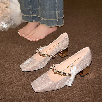 Mary Jane Chunky Heel High Heels for Women, Fashionable Princess Style, Suitable for Skirts, Commuting, Bridesmaids, Wedding Shoes, Bride Shoes, Versatile