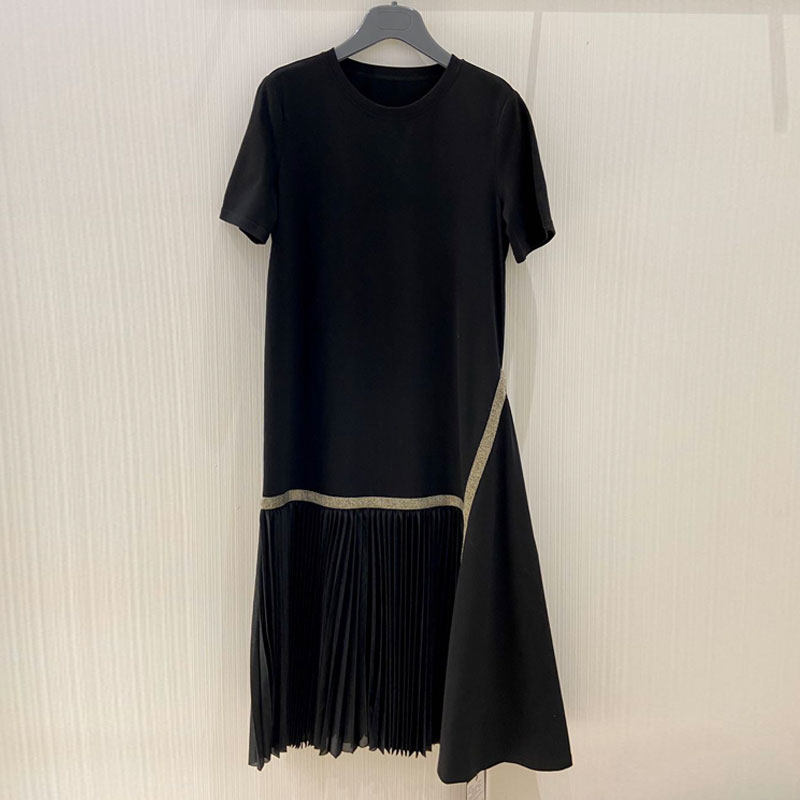White Collar Brother New Female Special Cabinet Official Web 2023 Summer Splicing Small Balsamic Wind Short Sleeves 100 Plexant Dress Domestic-Taobao