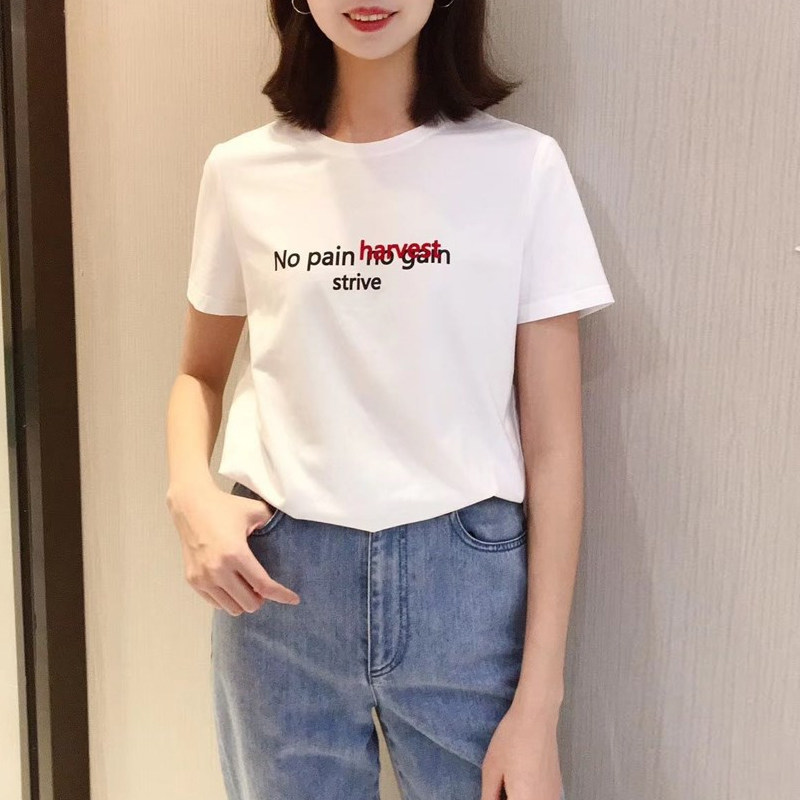 The Gothic new women's dress special cabinet 100 hitch up to the official web 2022 summer round collar letter printed short sleeve T-shirt woman