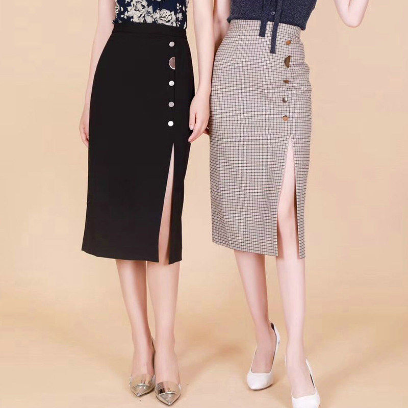 Sigodisti 2021 summer new item official website counter split single breasted plaid half body bag hip mid-length dress