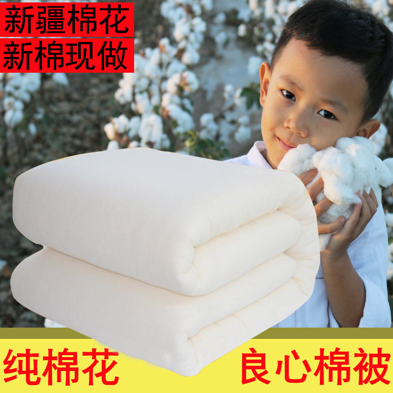 6 Jin Xinjiang Long Suede Cotton 100% Pure Cotton Thickened Warm Hand Cotton Wool Mattress Bedding Mattress Bedding Spring Autumn And Winter Quilt