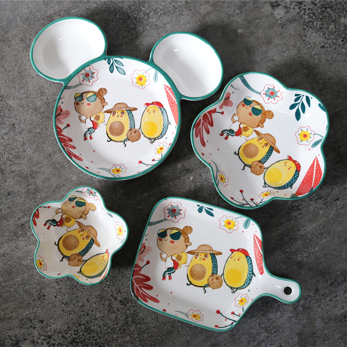 Tropical Rainforest Cartoon Cartoon Ceramic Cutlery Cutlery Children glazed Colorful Meals Cute Dishes Day Style Dishes Suit Home