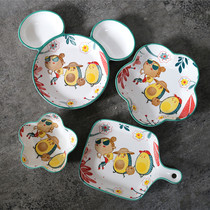 Tropical Rainforest Cartoon Cartoon Ceramic Cutlery Cutlery Children glazed Colorful Meals Cute Dishes Day Style Dishes Suit Home