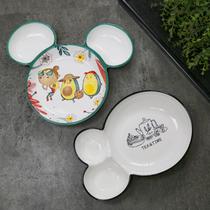 Fashion Ceramics Triple lattice Dinner Plate Cartoon Children Adult Cutlery Dumplings Pan With Cuddly Fries Fries Fried Chicken Trays
