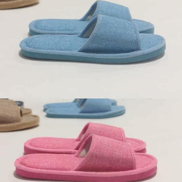 Girls linen slippers wood floor Four Seasons Mute Lady Flat Bottom Home Light Foam Bottom Interior