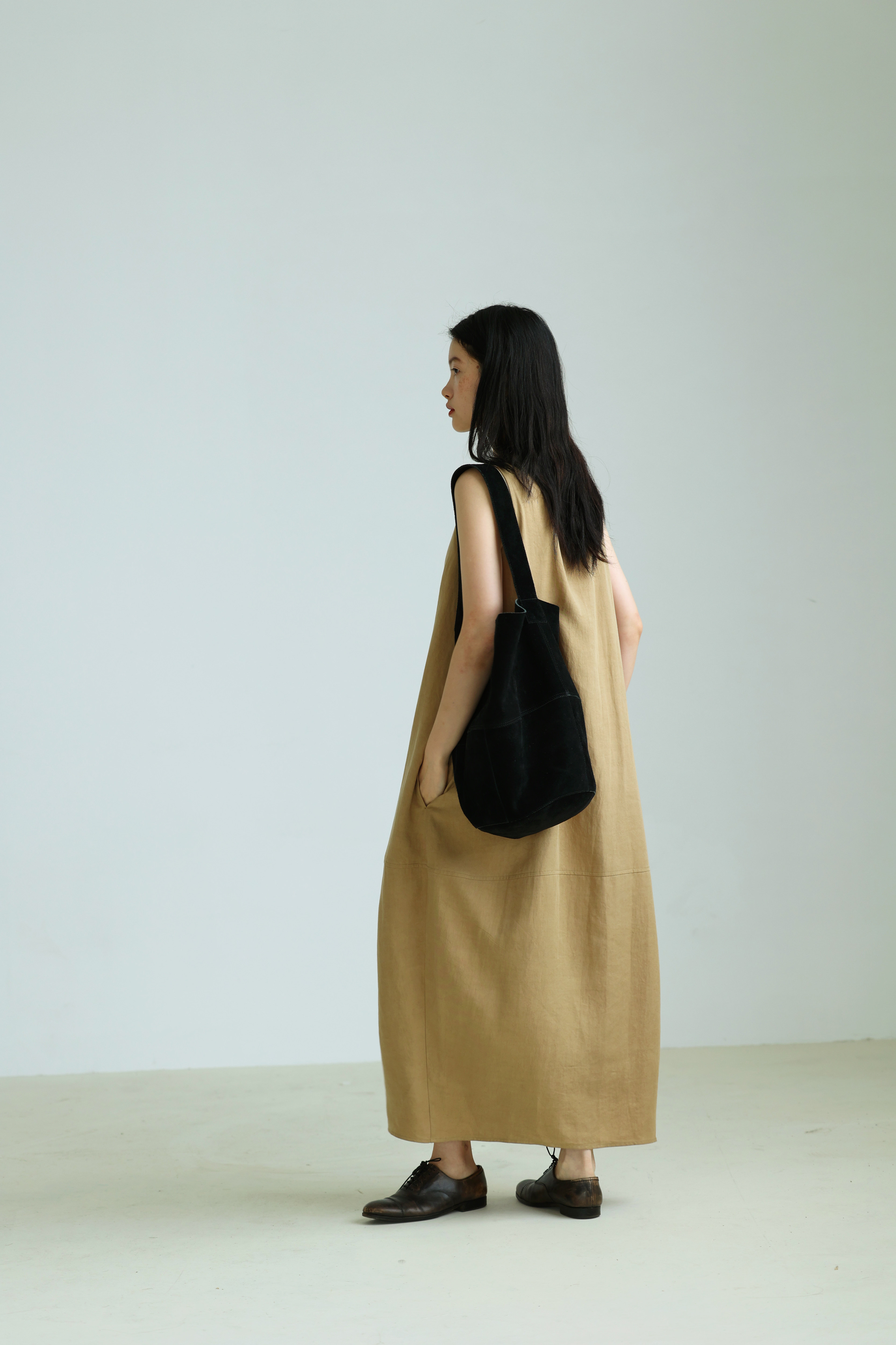 3rd tencel dress три дня зал импортный итальянский натуральный шелк +Конопля воздушный шар жилет юбка двухцветный входить 