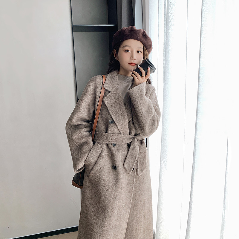 Double - sided cashmere coat woman middle - long - veiled wool coat thickened in autumn and winter 2021