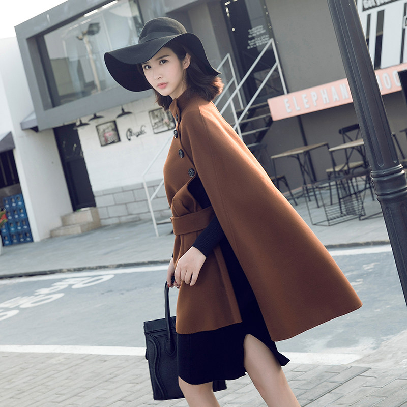 Pure wool shawl Cape coat Female spring and autumn wool travel photo pullover Cute Japanese coat Bat type