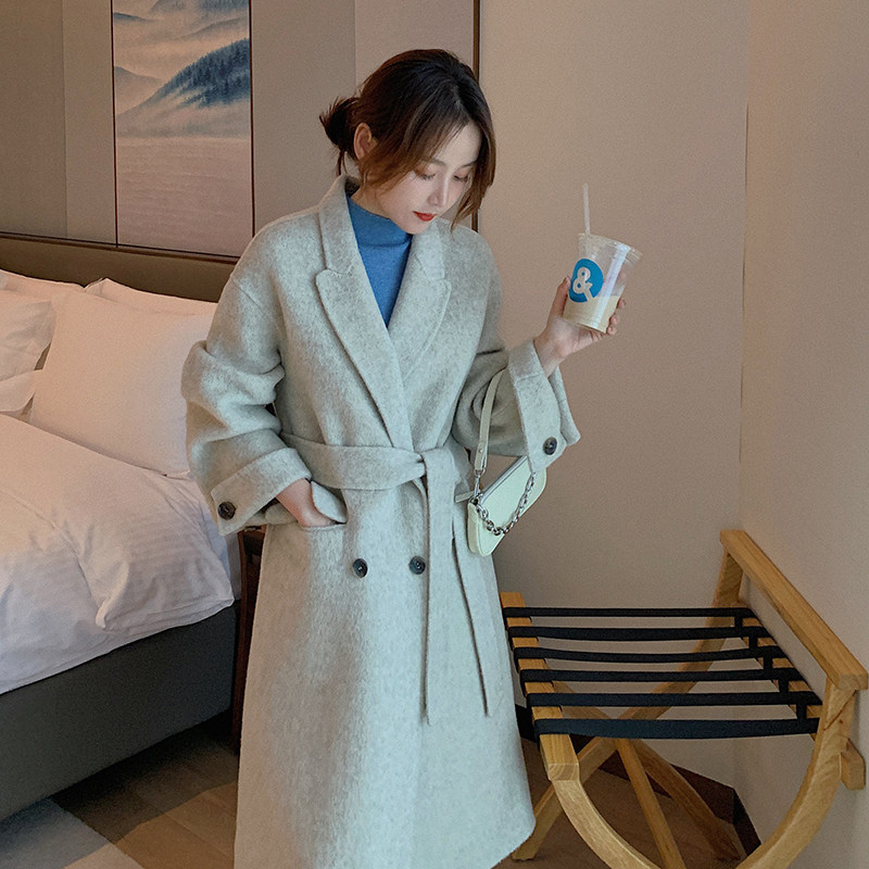 2021 New autumn and winter bifacial cashmere dresses with a long version of the wool high-end of wool, and the jacket thickened