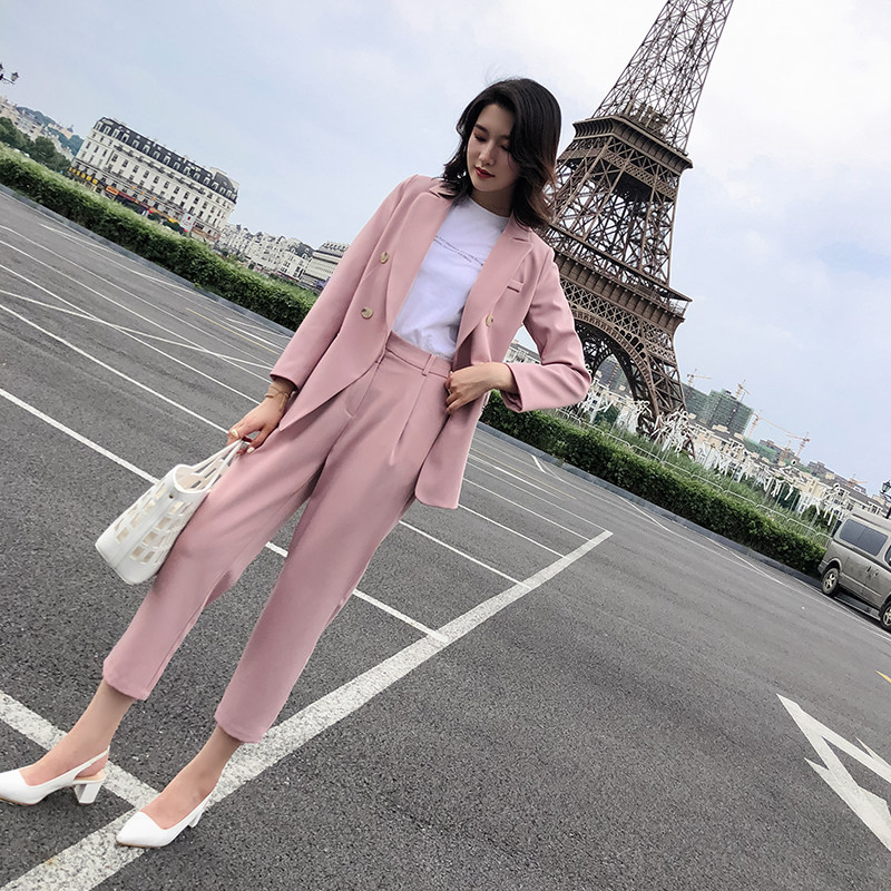 2022 Internet celebrity hot style tops pink suit jacket women's autumn clothing temperament goddess fan small suit high-end sense