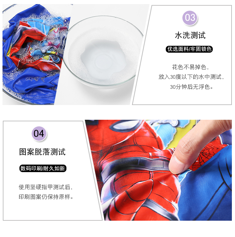 Bộ đồ bơi bé trai Superman Spider-Man Bộ đồ bơi trẻ em ngọn đơn chống nắng quần ngắn tay y - Bộ đồ bơi của Kid áo bơi trẻ em