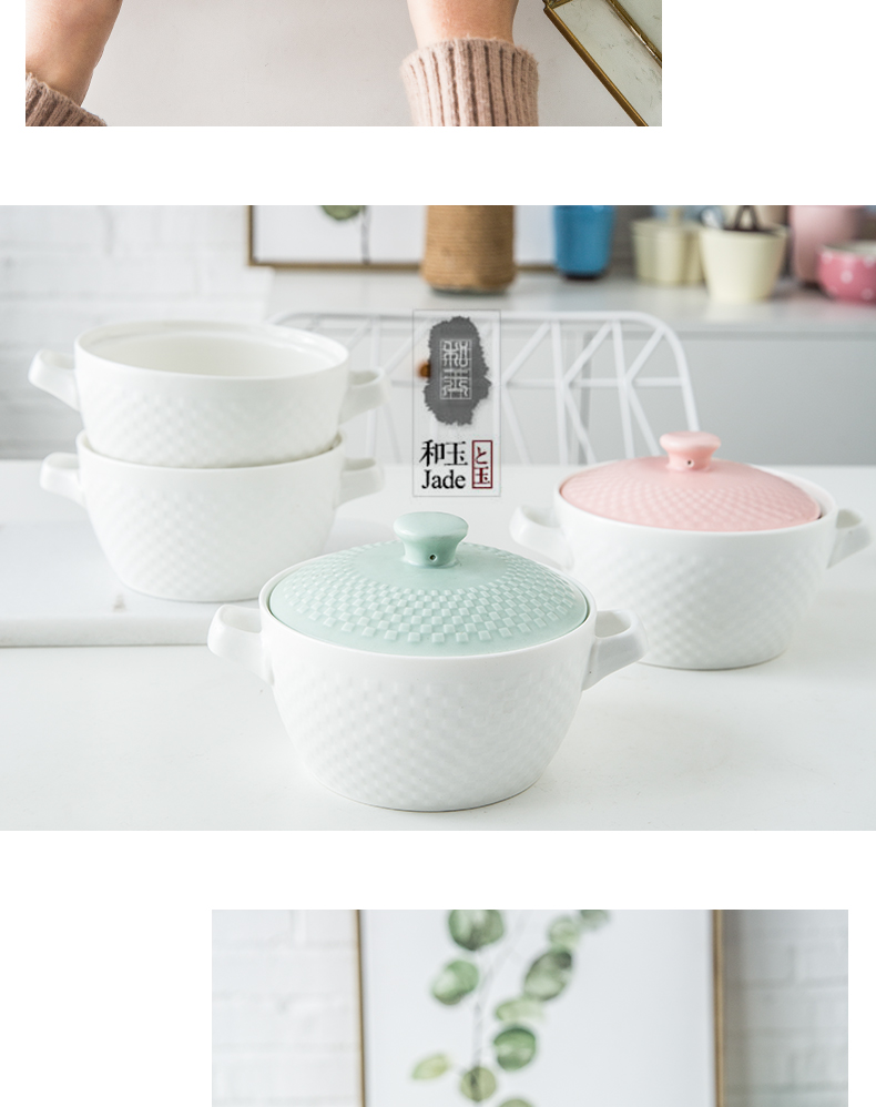 Ears, Korean ceramic tureen steamed egg bowl mercifully rainbow such as bowl with cover bowl simmer pot paella bird 's nest soup bowl of stew