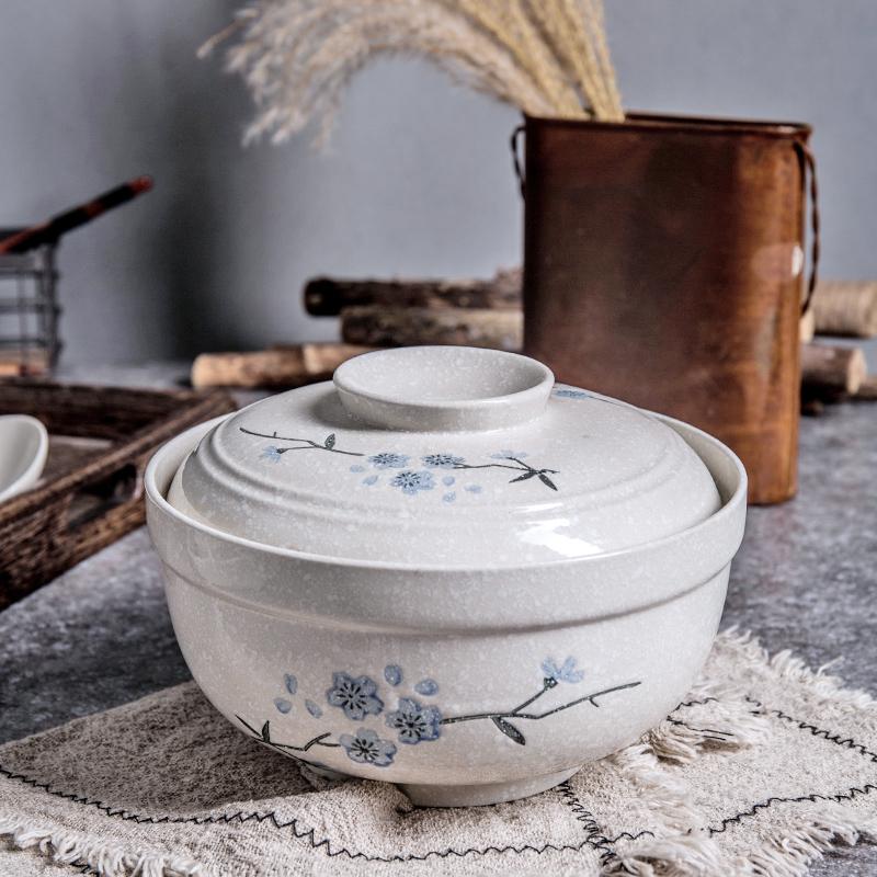 Jian Lin, a Japanese ceramic dessert bowl bowl with cover soup bowl large bowl mercifully rainbow such as bowl hand - made creative move cherry blossoms