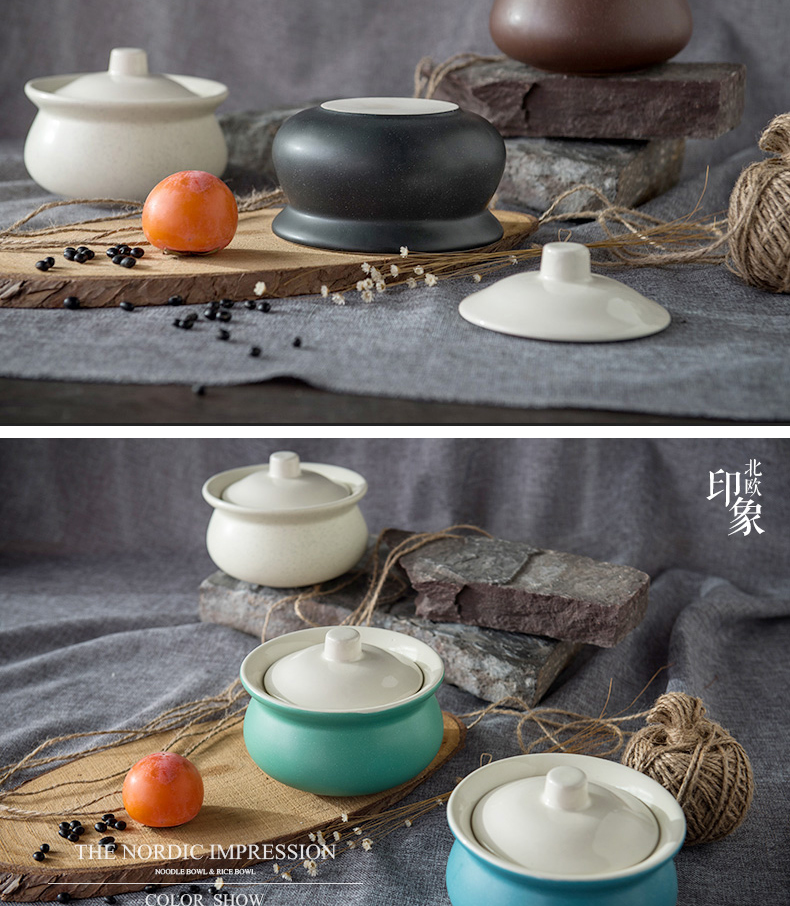 Creative Japanese ceramics tableware bowls of soup bowl single cup steamed egg cup stew of household water bird 's nest in the Nordic impression