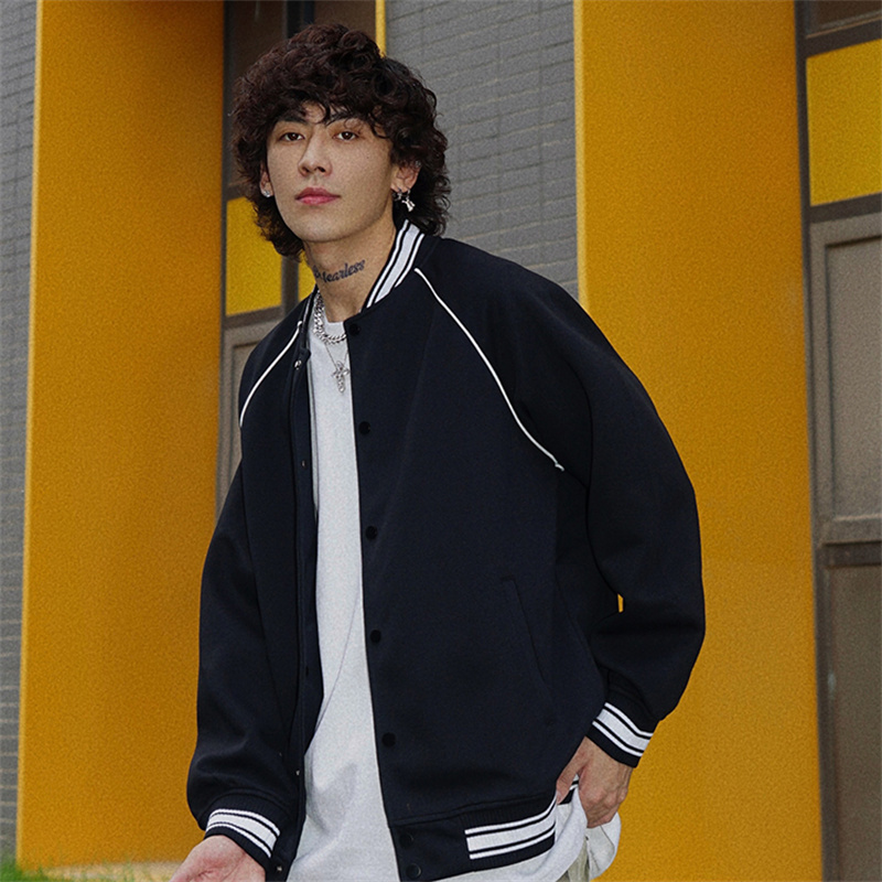 Bf National Brand American Style ins Simple Baseball Jacket Spring and Autumn Design Unisex Couple Turn-Down Collar Buttoned Jacket Coat