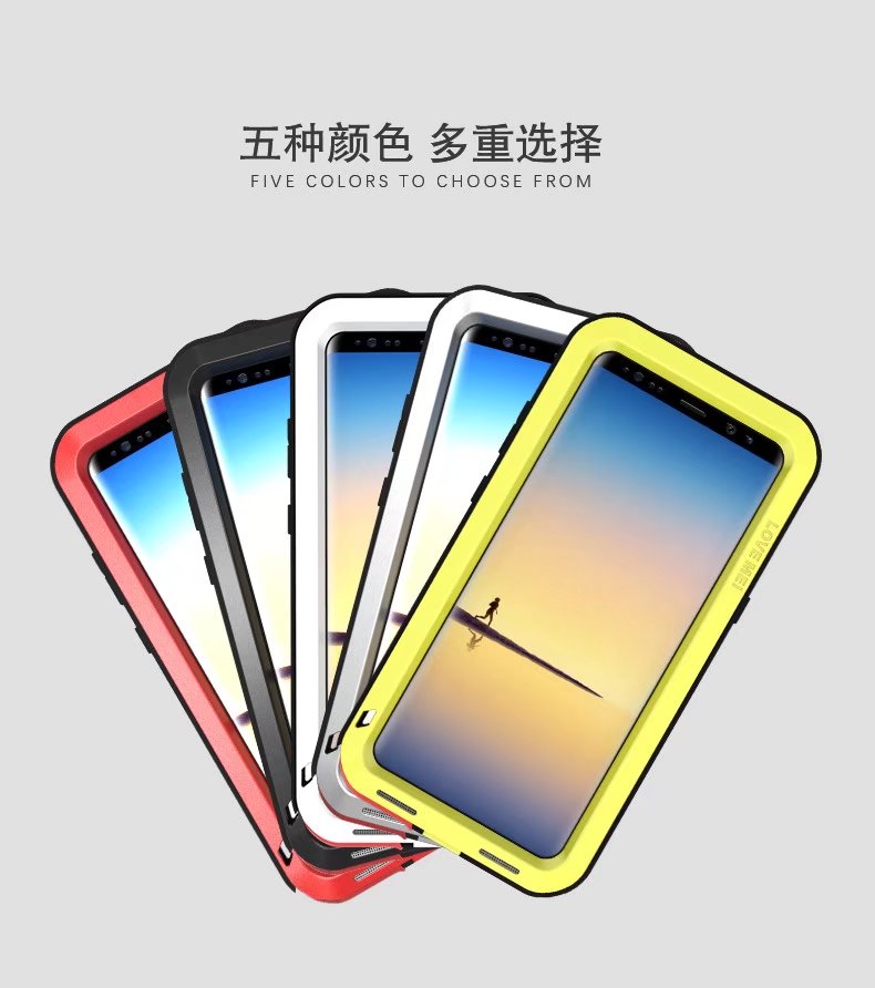 LOVE MEI Powerful Water Resistant Shockproof Aluminum Metal Heavy Duty Case Cover for Samsung Galaxy Note 8