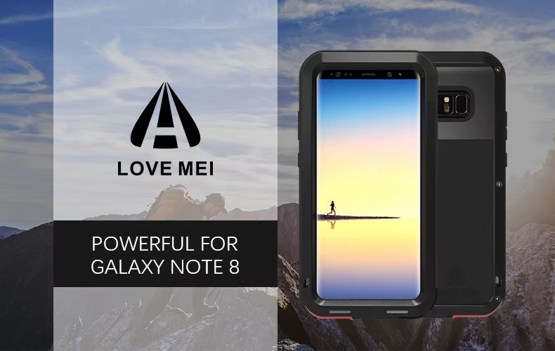 LOVE MEI Powerful Water Resistant Shockproof Aluminum Metal Heavy Duty Case Cover for Samsung Galaxy Note 8