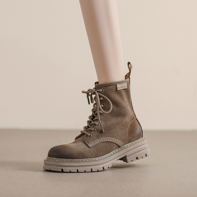 Martin Boots for Women, Sichuan Western Region Travel, Spring and Autumn Single Boots, 2026 New Genuine Leather Boots, Thick-Soled British Style Summer Short Boots
