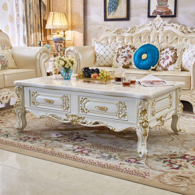 European solid wood coffee table tea table and chair combination coffee table table coffee table small coffee table French living room TV cabinet