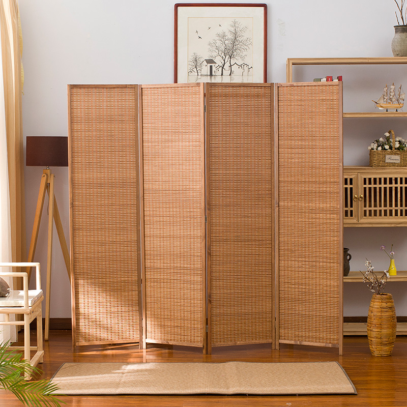 Modern minimalist bamboo woven screen partition folding mobile shielded home partition living room bedroom office folding screen wall surface