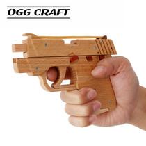 OGG CRAFT burst back push hit rubber band pistol Creative childrens toys launch soft bullet class solid wood gun