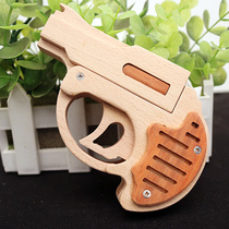  OGG CRAFT solid wood palm thunder rubber band pistol Childrens toy firing soft bullet solid wood gun