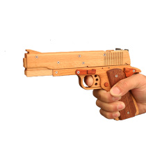  OGGCRAFT solid wood burst back push loaded rubber band pistol Childrens toys launch soft bullet wood gun