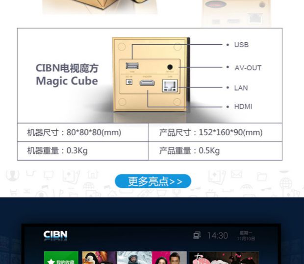củ phát wifi không dây CIBN Youku Rubiks Cube MBX02 Gold HD Network TV HD hàng đầu thu phát wifi