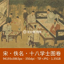 Song Anonymous Eighteen Bachelors Picture Volume Song Dynasty Famous Paintings Chinese Painting Literati Painting Electronic Picture Material