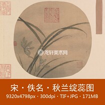 Song Anonymous Qiu Lan Rui Tuan fan page Song painting fan Chinese painting Gong pen flower and bird painting electronic picture material