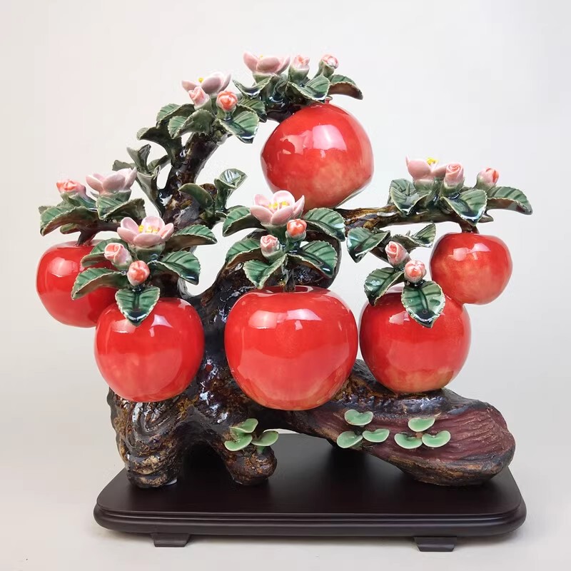 Apple, Pomegranate, Peach, Persimmon, Apple Tree, Shiwang Figurines, Ceramic Ornaments, Living Room Home Furnishings, Decorations