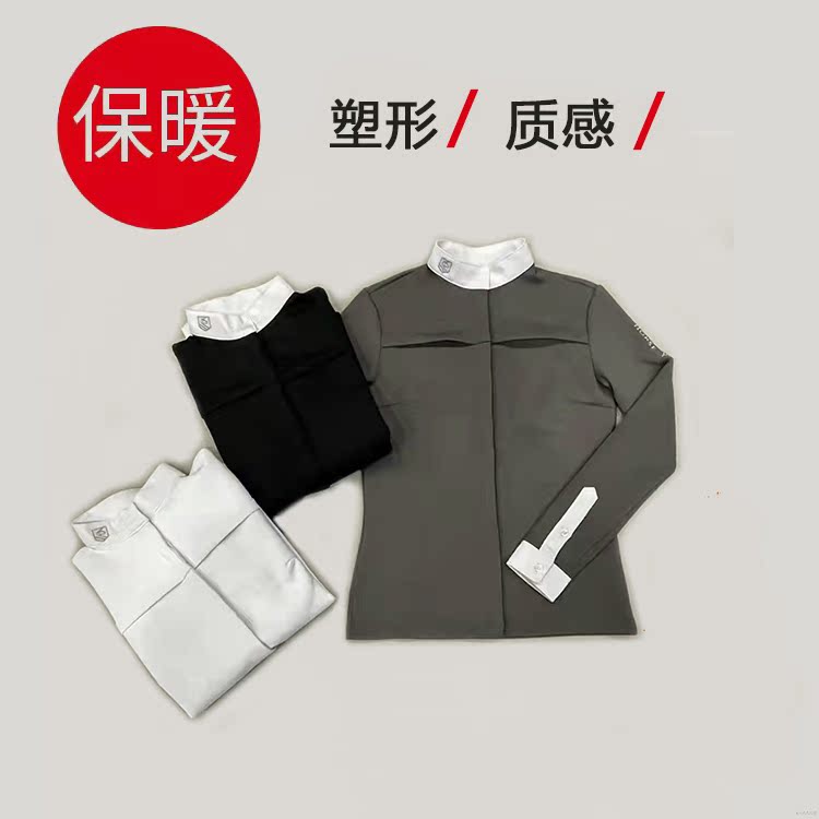 Spring Autumn Plus Suede Children Equestrian T-shirt Female Adult Competition Training Suit Warm Long Sleeve Men and women Riding Clothing