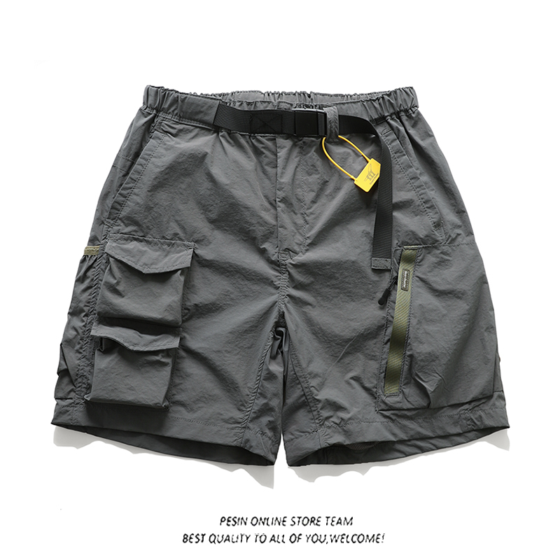 Mountain-Style Outdoor Functional Cargo Shorts for Men, Trendy Japanese Retro Multi-Pocket Loose Casual Five-Point Pants