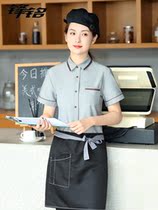 Egg pastry waitress Working clothes Lining Western Dining Hotel Front Hall Coffee Fire Pot Shop Short Sleeve Shirt Cashier Woman