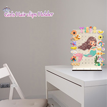 Cute Mermaid Ear Nail Earrings Necklace Hair Stirrup Cord Containing Rack Wooden Girl Jewelry Shelf Room Decoration