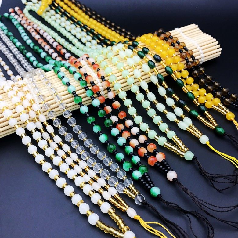 Crystal glass necklace rope round pearl handwoven adjustable with adjustable necklace rope hand woven pendant pendant rope diy jade rope