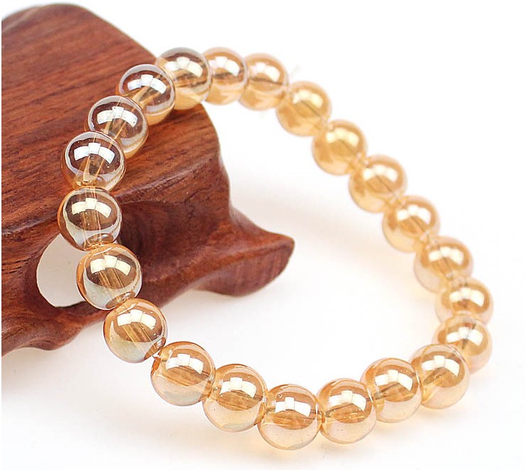 Chống dao cào hạt thủy tinh Vòng đeo tay Cấu hình cao Không đổi màu Pha lê 6-14MM zircon Champagne Vòng đeo tay Quà tặng - Vòng đeo tay Clasp vong deo tay