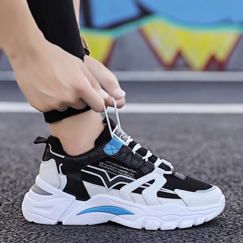Trendy brand 2022 spring breathable new men's shoes all-match sports and leisure height-increasing shoes Korean version trend mesh old shoes