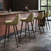 Nordic bar chair solid wood bar chair leather bar chair KTV bar chair neoclassical simple high foot stool