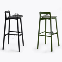 New Chinese style bar chair solid wood high bar chair Nordic high stool simple bar stool home restaurant island table chair