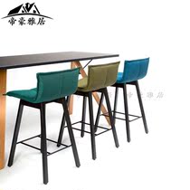 Simple modern solid wood bar chair back chair retro high chair KTV bar bar front desk bar chair
