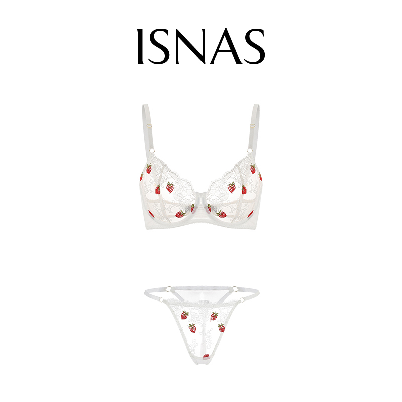 French Isnas Sexy Lingerie French Ultra-Thin Embroidered Lace Lingerie Large Bust Minimizing Girl Bra Set